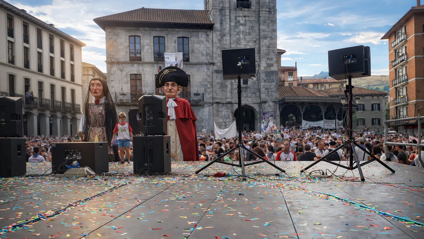 Megafonía en el txupinazo de San Roque en Laudio-Llodio.